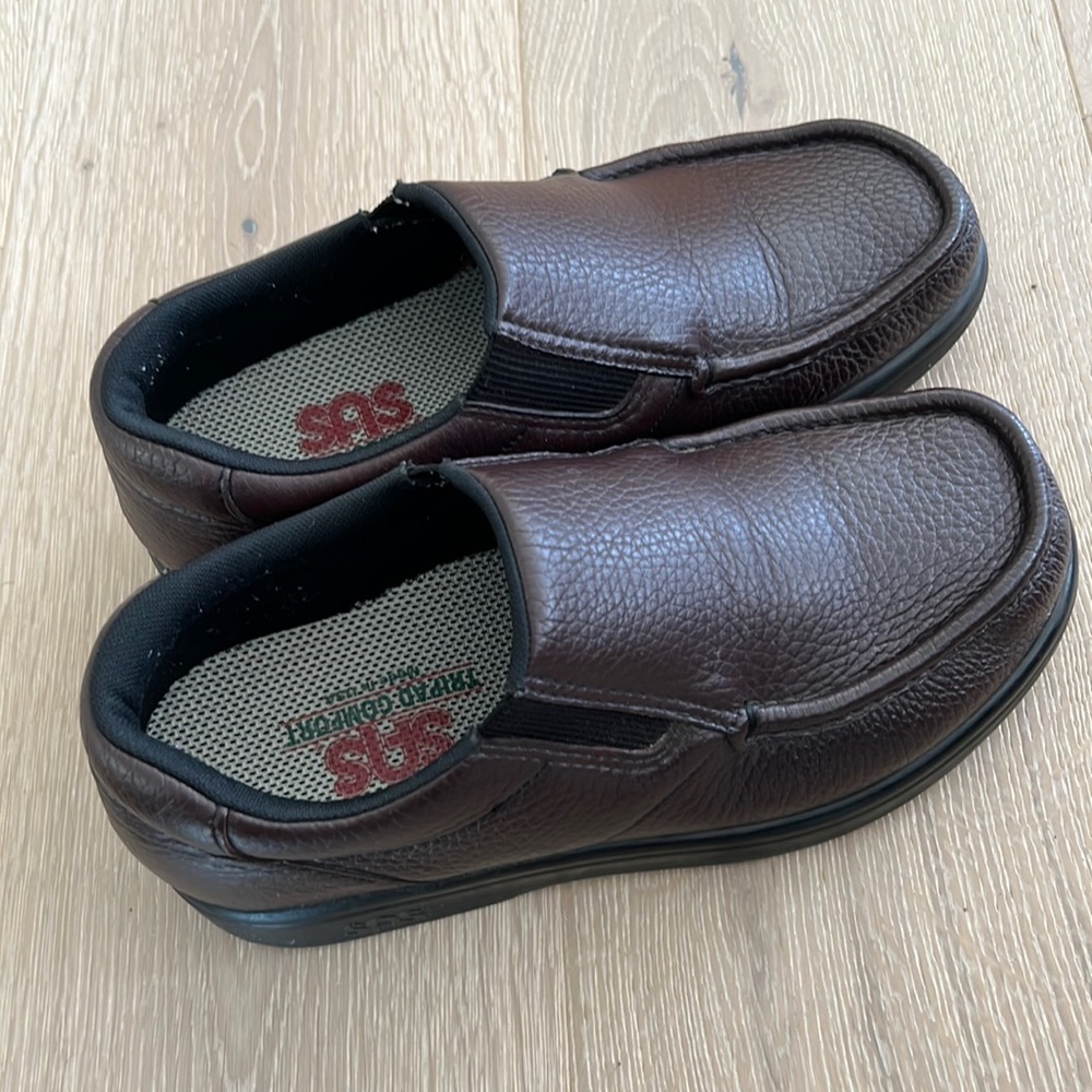 SAS Navigator Loafer Tripad Comfort Shoe Brown Pebbled Leather USA Size 7W